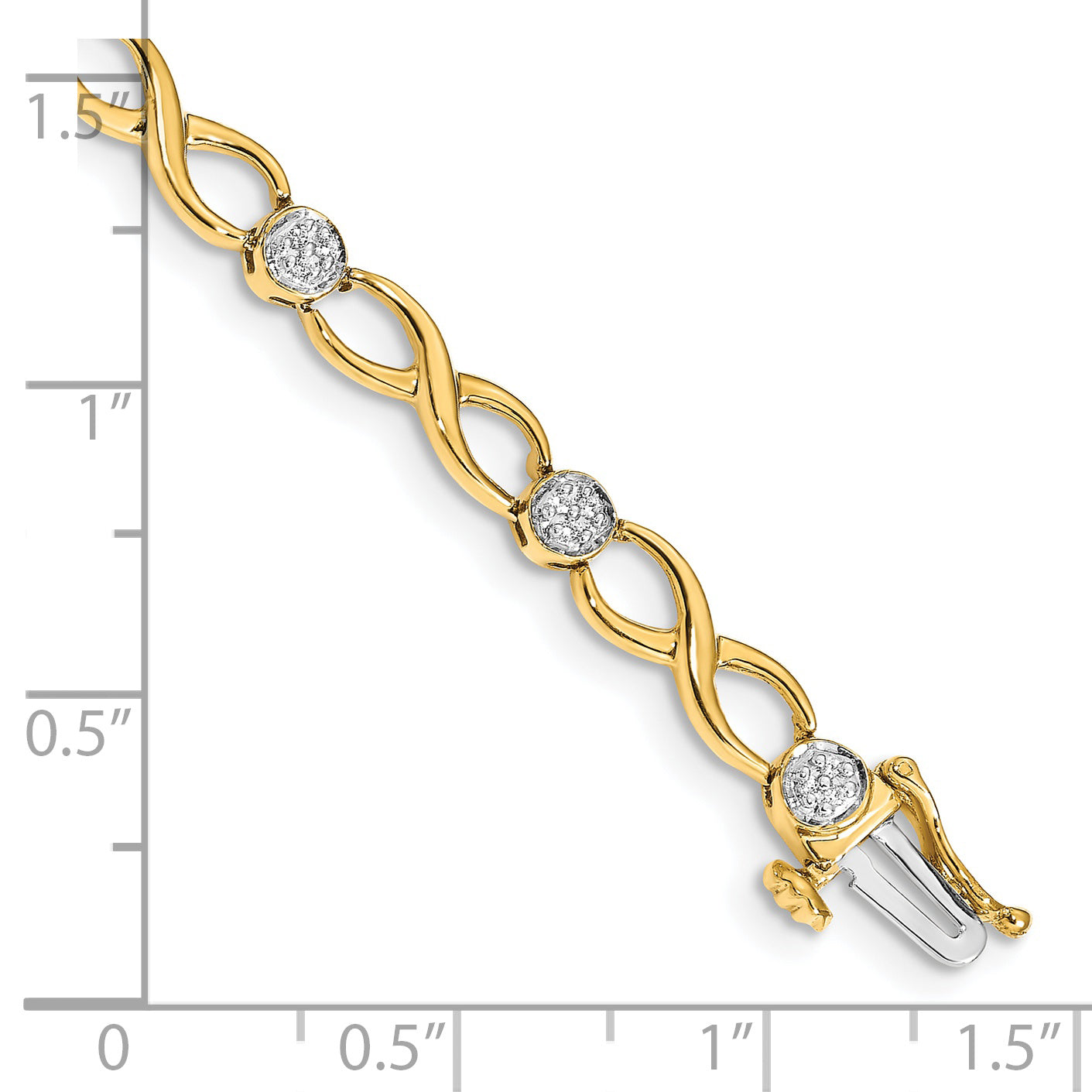 14k Complete 1/8 carat Diamond Infinity Link 7 inch Bracelet