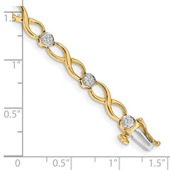14k Complete 1/8 carat Diamond Infinity Link 7 inch Bracelet