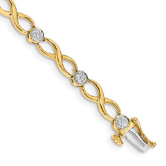 14k Complete 1/8 carat Diamond Infinity Link 7 inch Bracelet