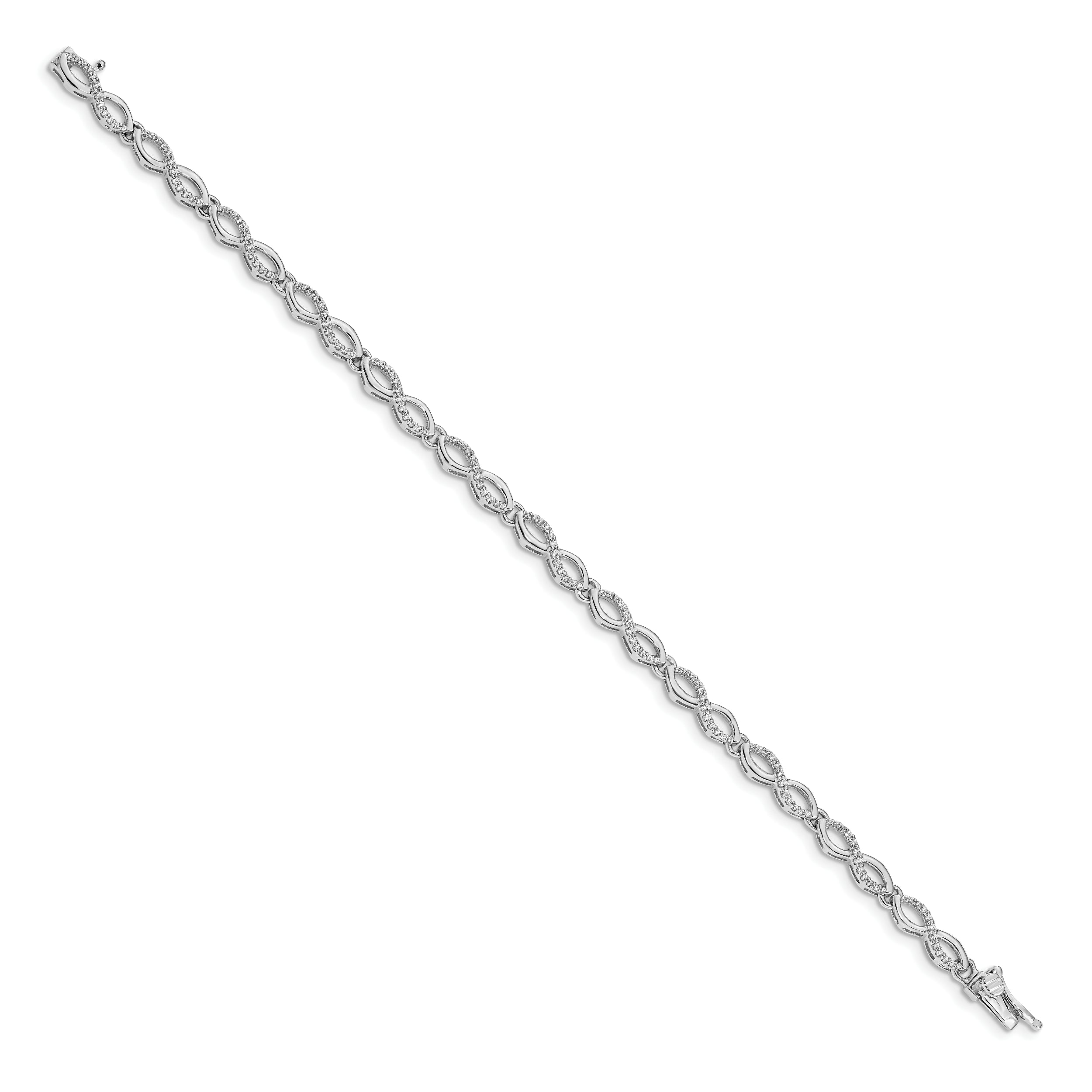 14k White Gold Complete 1/2 carat Diamond Infinity Link 7 inch Bracelet