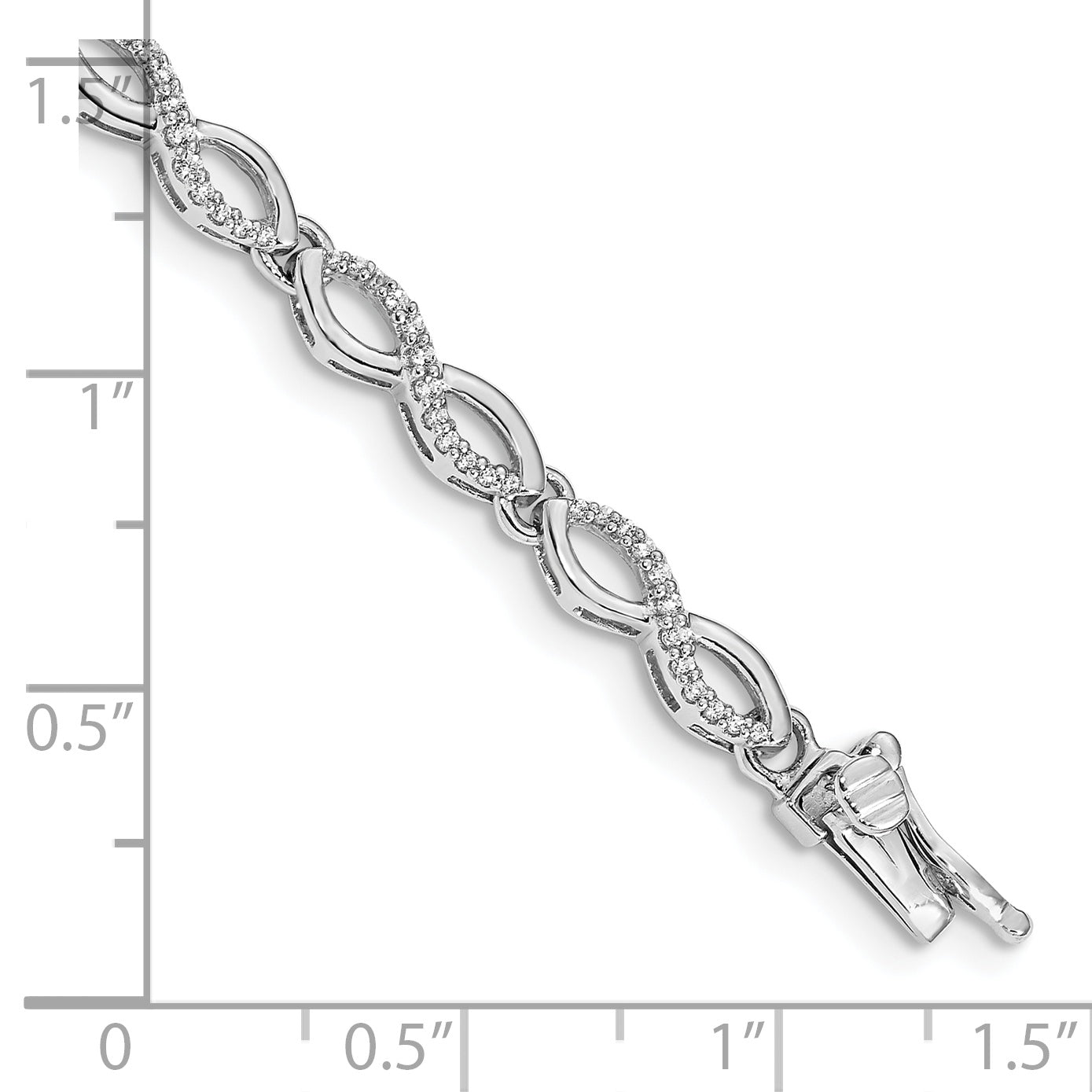 14k White Gold Complete 1/2 carat Diamond Infinity Link 7 inch Bracelet