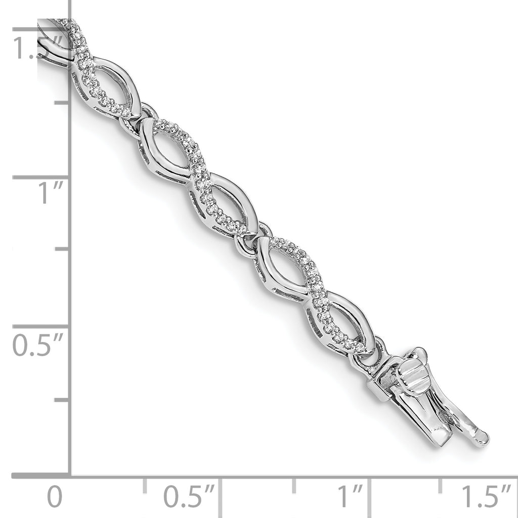 14k White Gold Complete 1/2 carat Diamond Infinity Link 7 inch Bracelet