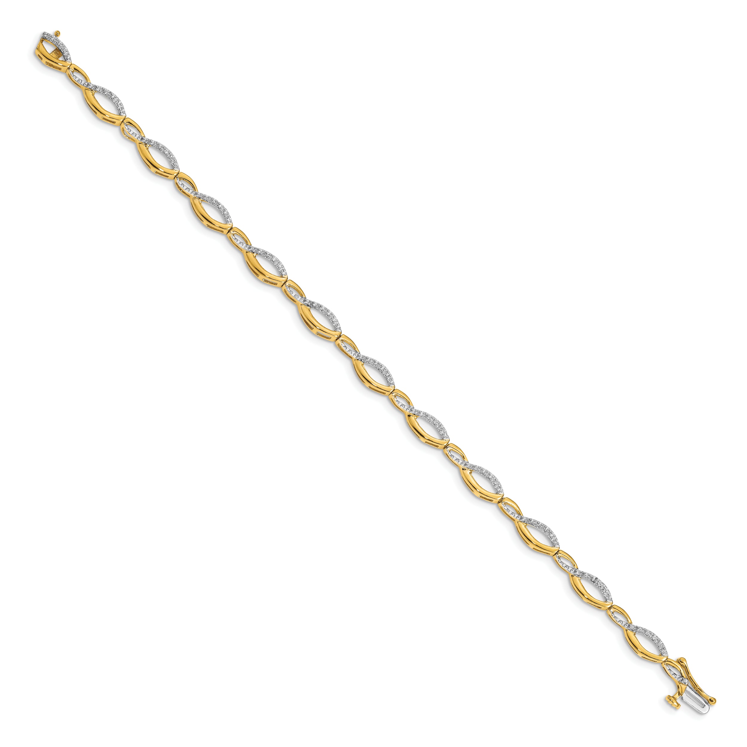 14k Complete 1/4 carat Diamond Fancy Link 7 inch Bracelet