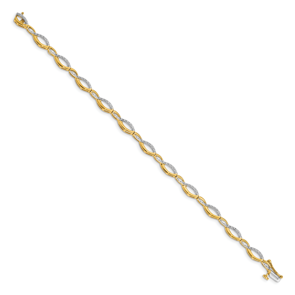 14k Complete 1/4 carat Diamond Fancy Link 7 inch Bracelet