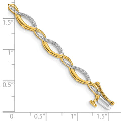 14k Complete 1/4 carat Diamond Fancy Link 7 inch Bracelet