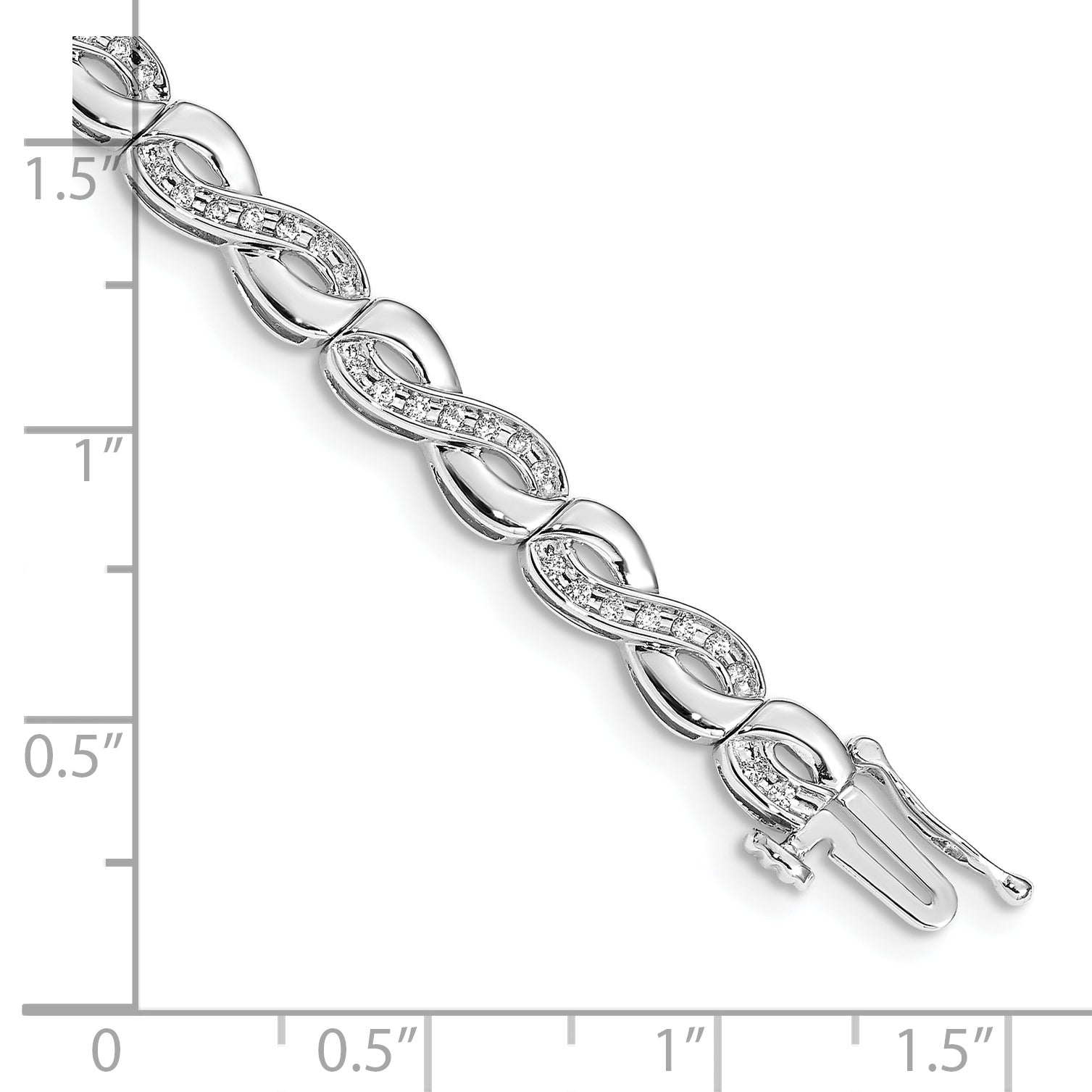 14k White Gold Complete 1/2 carat Diamond Infinity Link 7.5 inch Bracelet