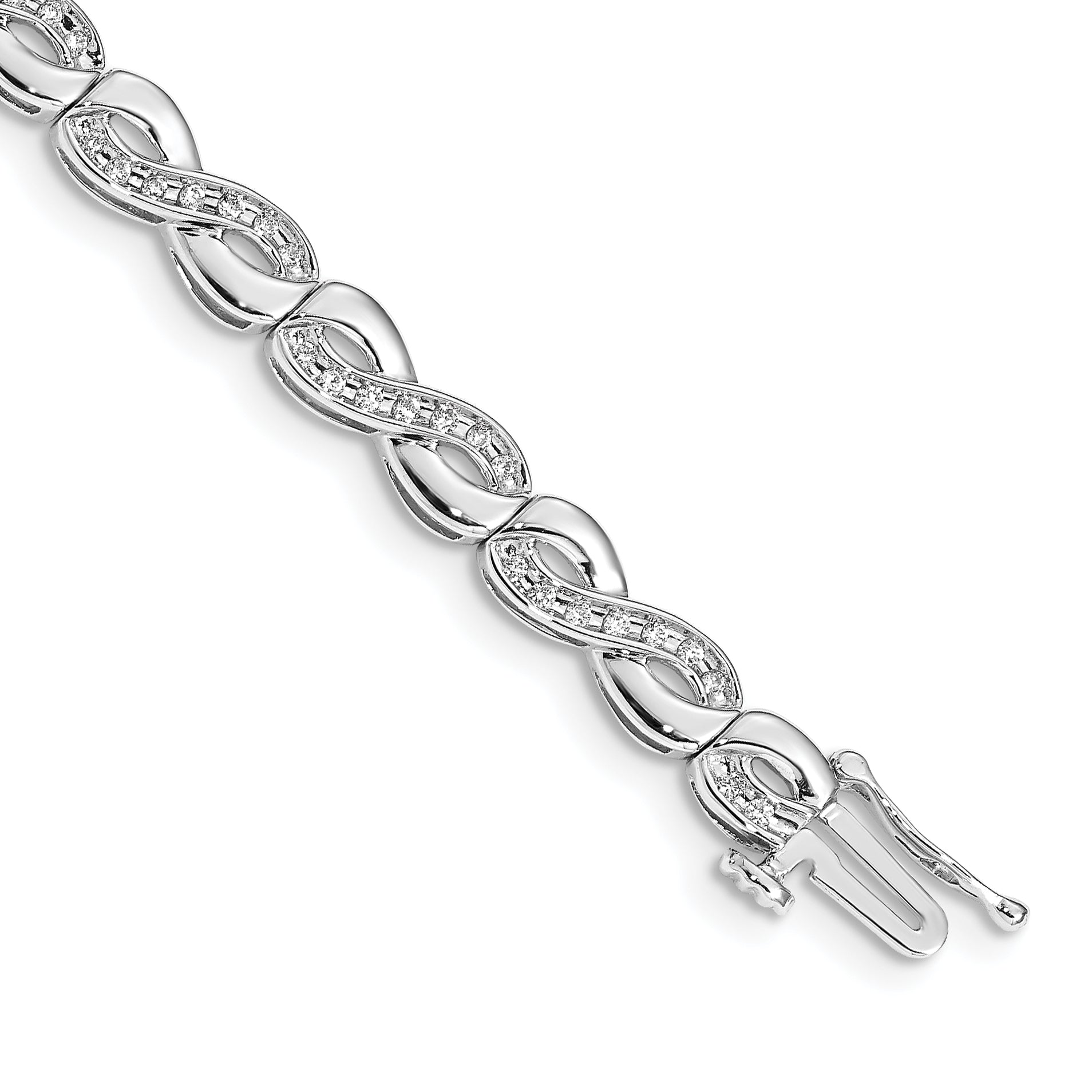14k White Gold Complete 1/2 carat Diamond Infinity Link 7.5 inch Bracelet Main image