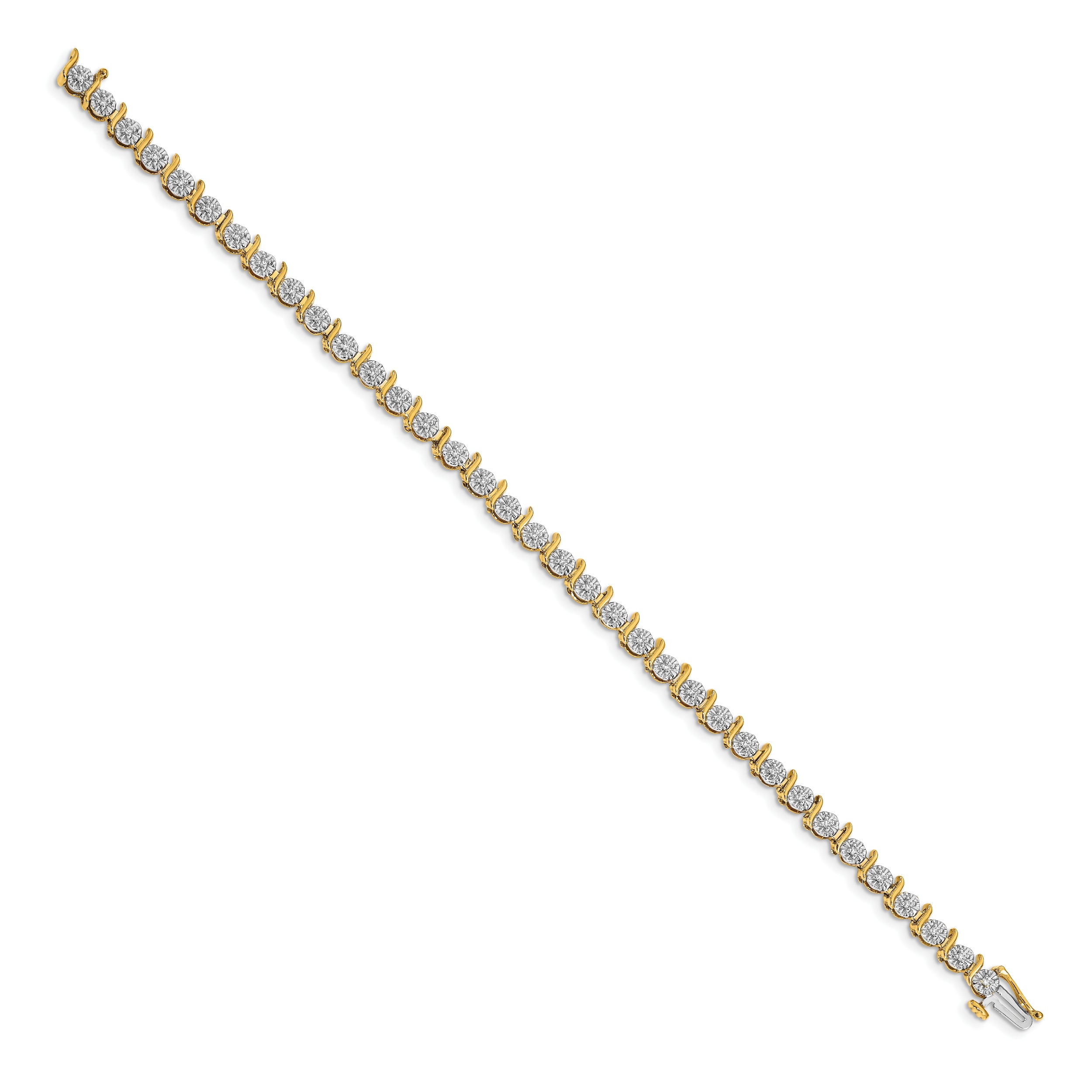 14k Complete 3/8 carat Diamond S-link 7 inch Tennis Bracelet