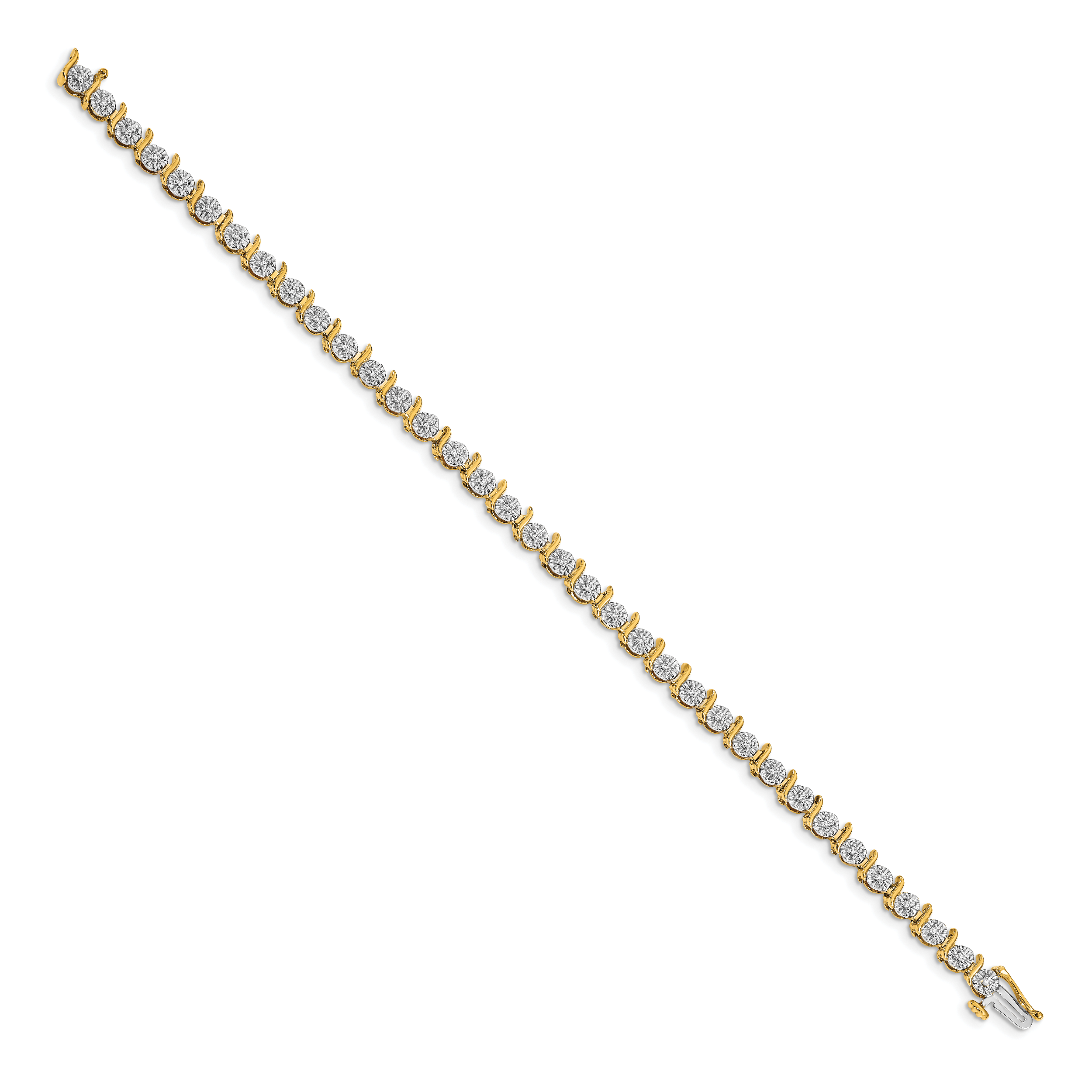 14k Complete 3/8 carat Diamond S-link 7 inch Tennis Bracelet