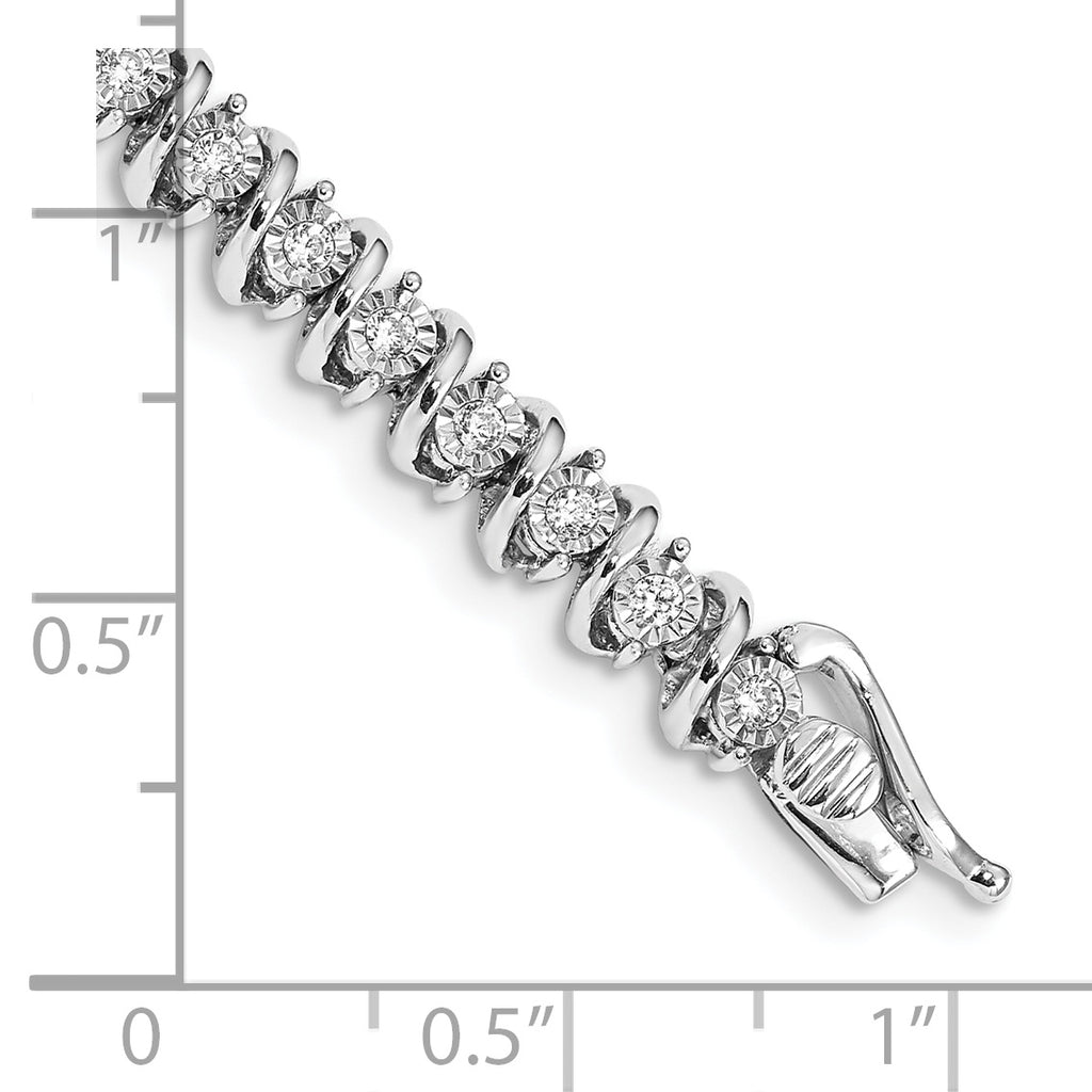14k White Gold Complete 1 carat Diamond S-link 7 inch Tennis Bracelet - Sophia Jewelers