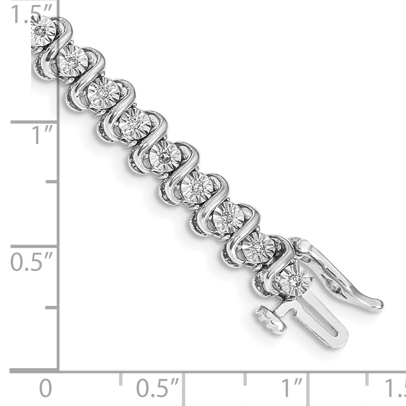 14k White Gold Complete 1/4 carat Diamond S-link 7 inch Tennis Bracelet