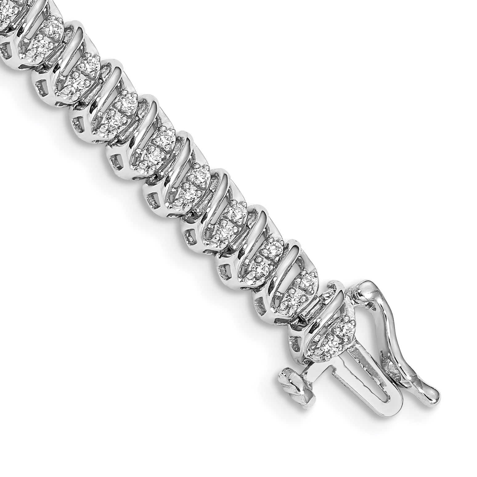14k White Gold Complete 1 carat Diamond 7 inch Tennis Bracelet Main image