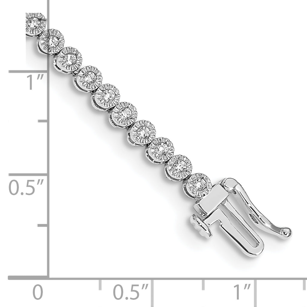 14k White Gold Complete 1 carat Diamond Illusion Setting 7 inch Tennis Bracelet - Sophia Jewelers