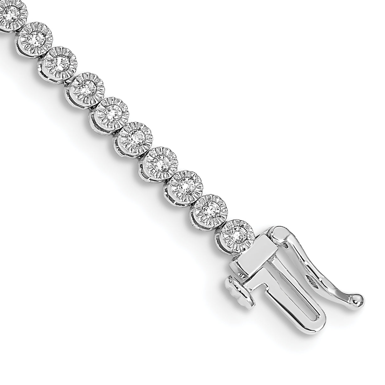 14k White Gold Complete 1 carat Diamond Illusion Setting 7 inch Tennis Bracelet - Sophia Jewelers Main image
