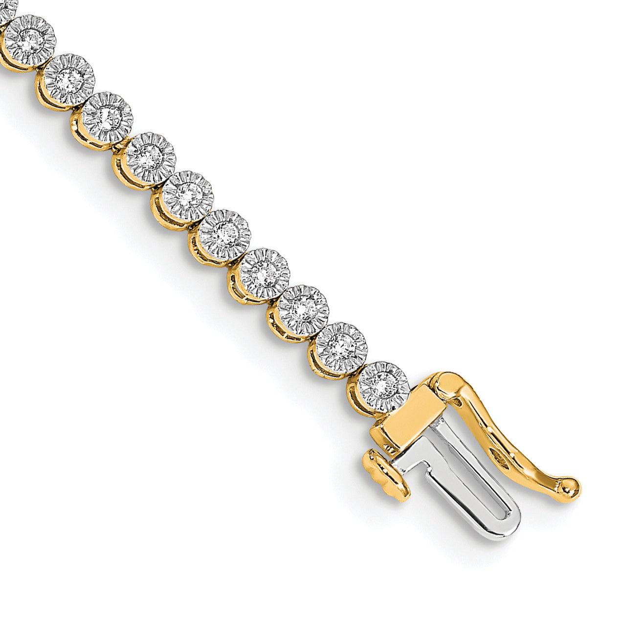 14k Complete 1 carat Diamond Illusion Setting 7 inch Tennis Bracelet - Sophia Jewelers