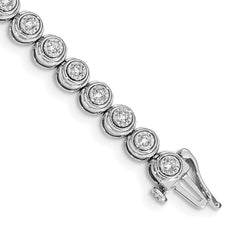 14k White Gold 1 carat Lab Grown Diamond VS/SI+ G+ 7 inch Circle Link Bracelet