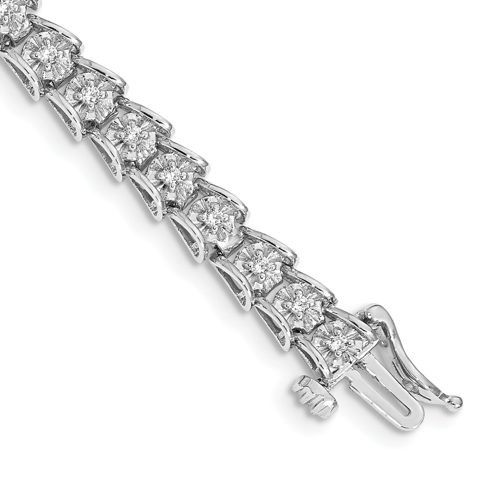 14k White Gold Complete 5/8 carat Diamond Illusion Setting 7 inch Tennis Bracelet - Sophia Jewelers