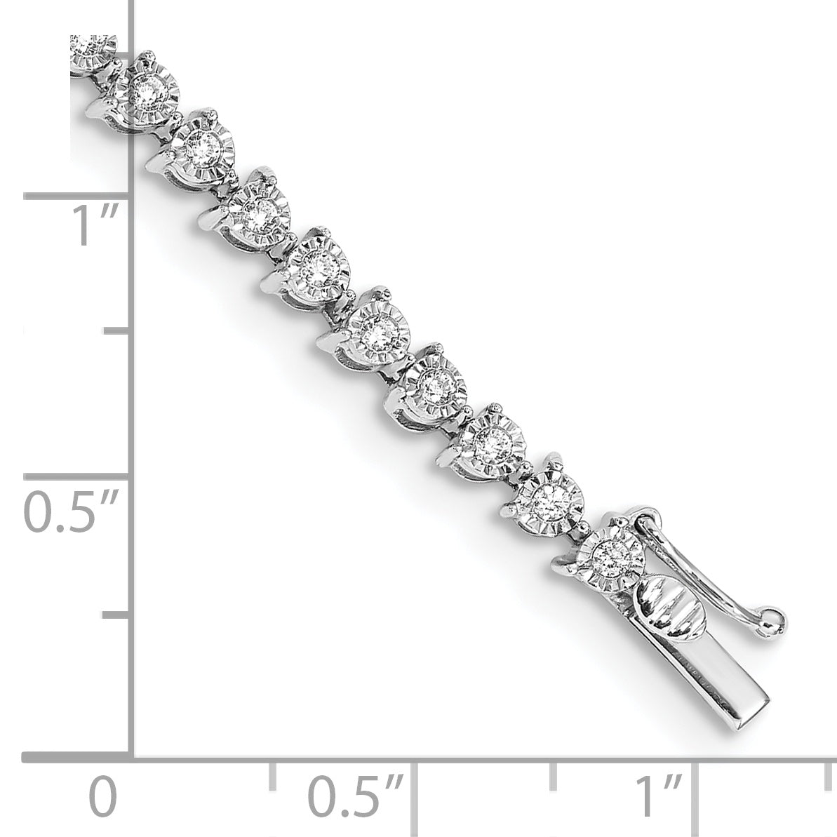14k White Gold Complete 1 carat Diamond Illusion Setting 7 inch Tennis Bracelet