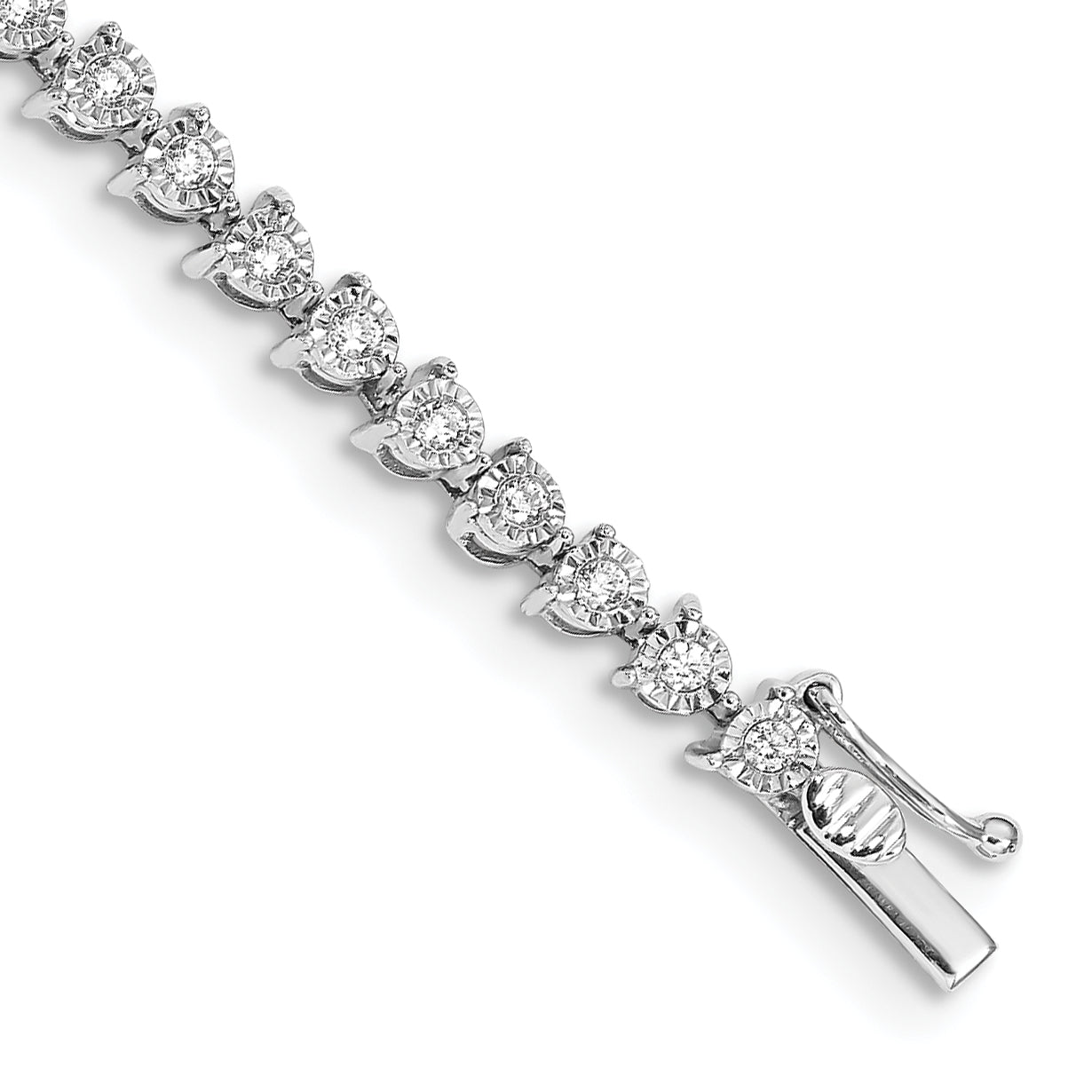 14k White Gold Complete 1 carat Diamond Illusion Setting 7 inch Tennis Bracelet Main image