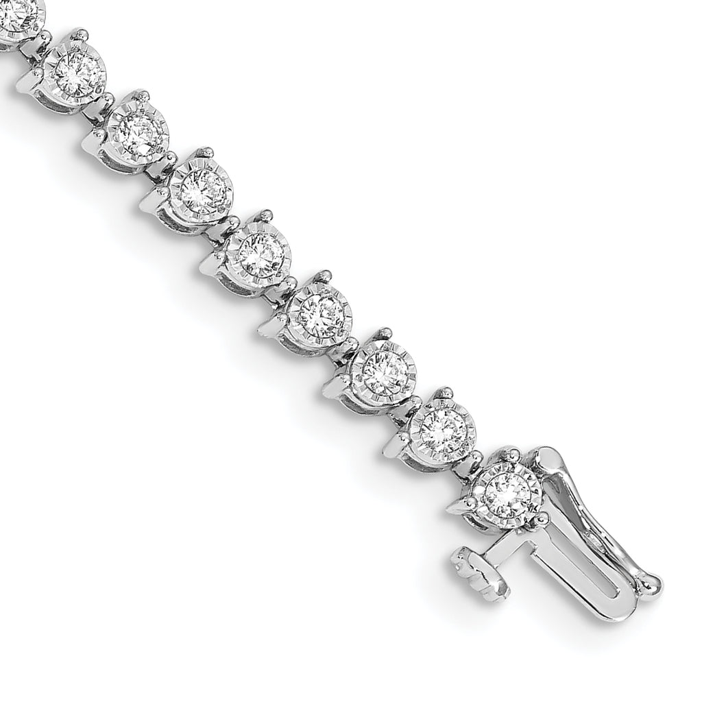 14k White Gold Complete 2 carat Diamond Illusion Setting 7 inch Tennis Bracelet - Sophia Jewelers