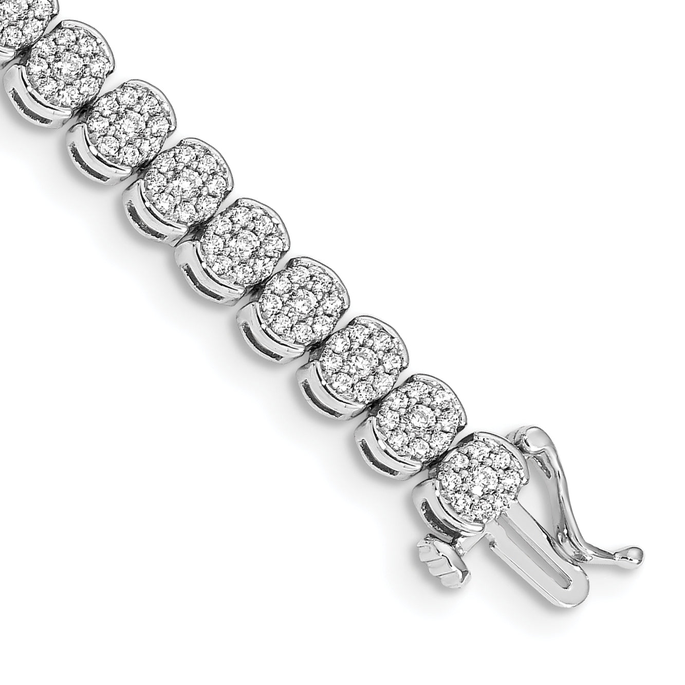 14k White Gold Complete 3 carat Diamond Cluster Setting 7 inch Tennis Bracelet Main image