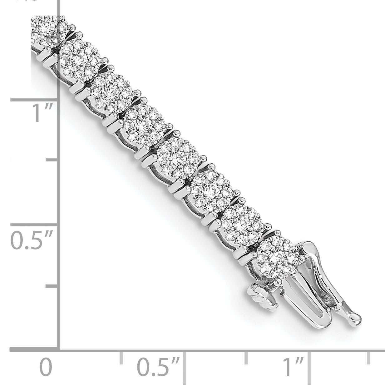 14k White Gold Complete 3 carat Diamond Cluster Setting 7 inch Tennis Bracelet