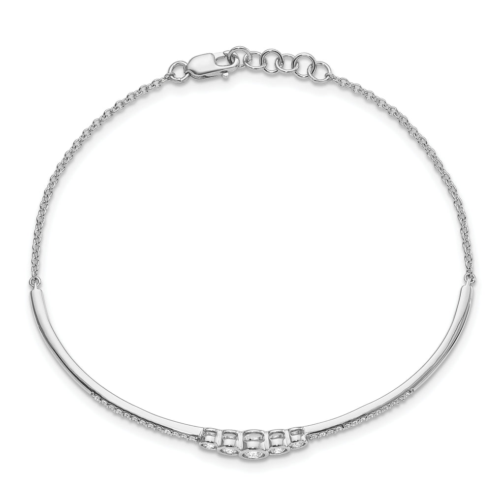 14k White Gold 1/2 carat Lab Grown Diamond VS/SI+ G+ Bezel Set Bar Flexible Bangle Bracelet