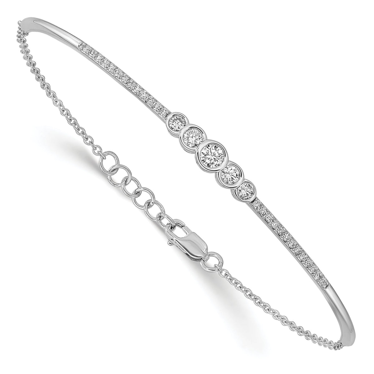 Lab-Grown Diamond Bezel Flexible Bangle Bracelet in 14K White Gold (1/2 ct. tw.) - Sophia Jewelers Main image