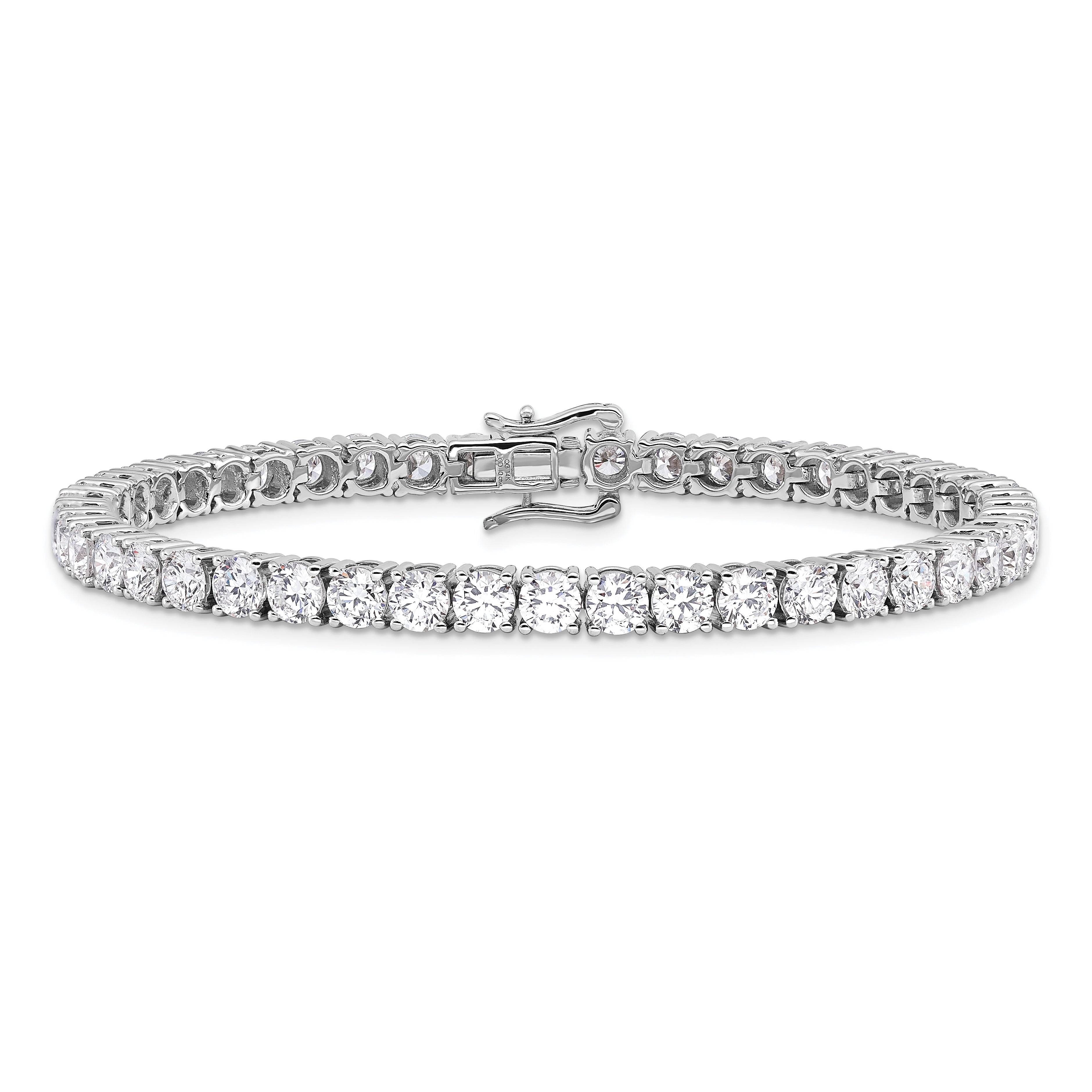 14k White Gold 10 carat Lab Grown Diamond VS/SI+ G+ Round Tennis Bracelet