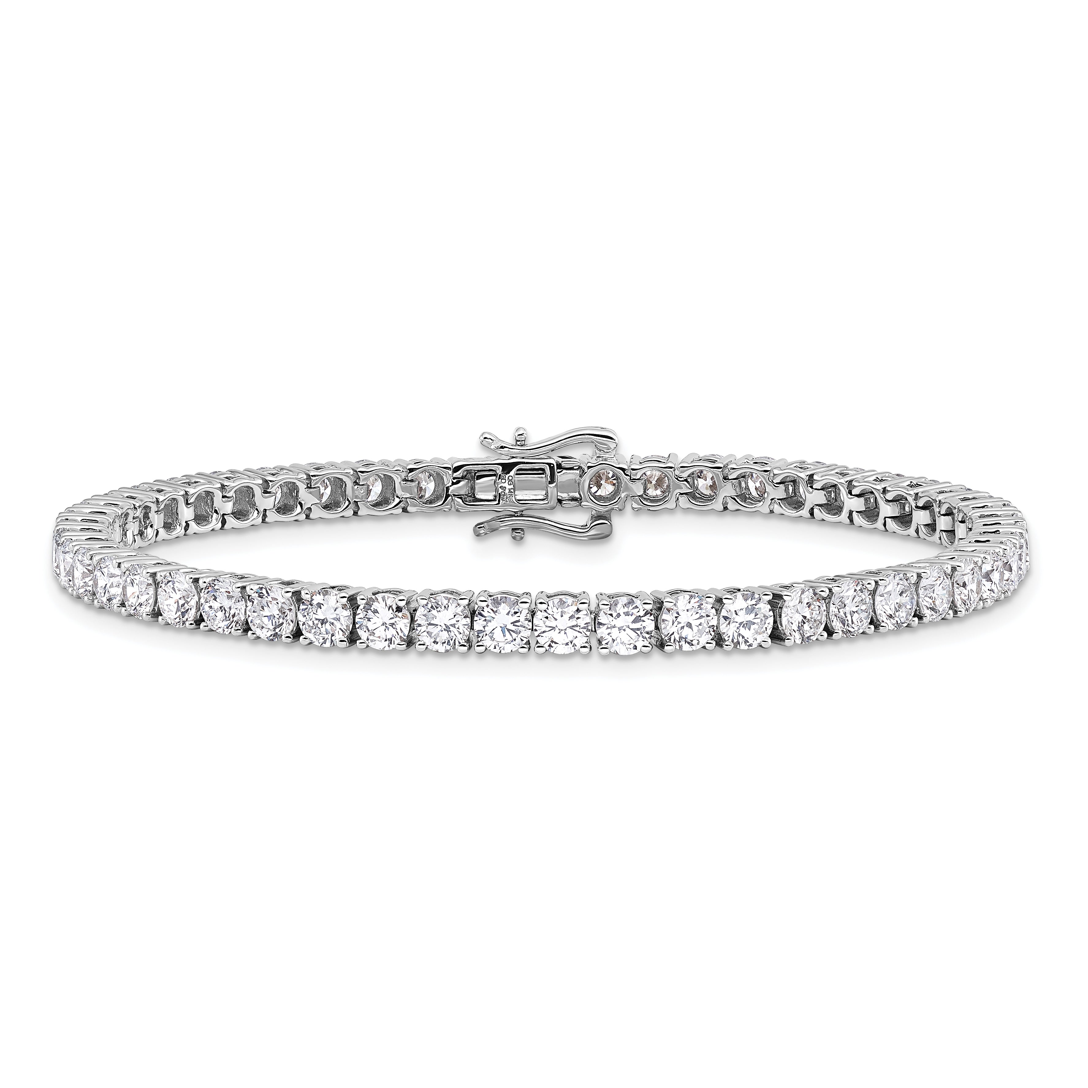 14k White Gold 7 7/8 carat Lab Grown Diamond VS/SI+ G+ Round Tennis Bracelet