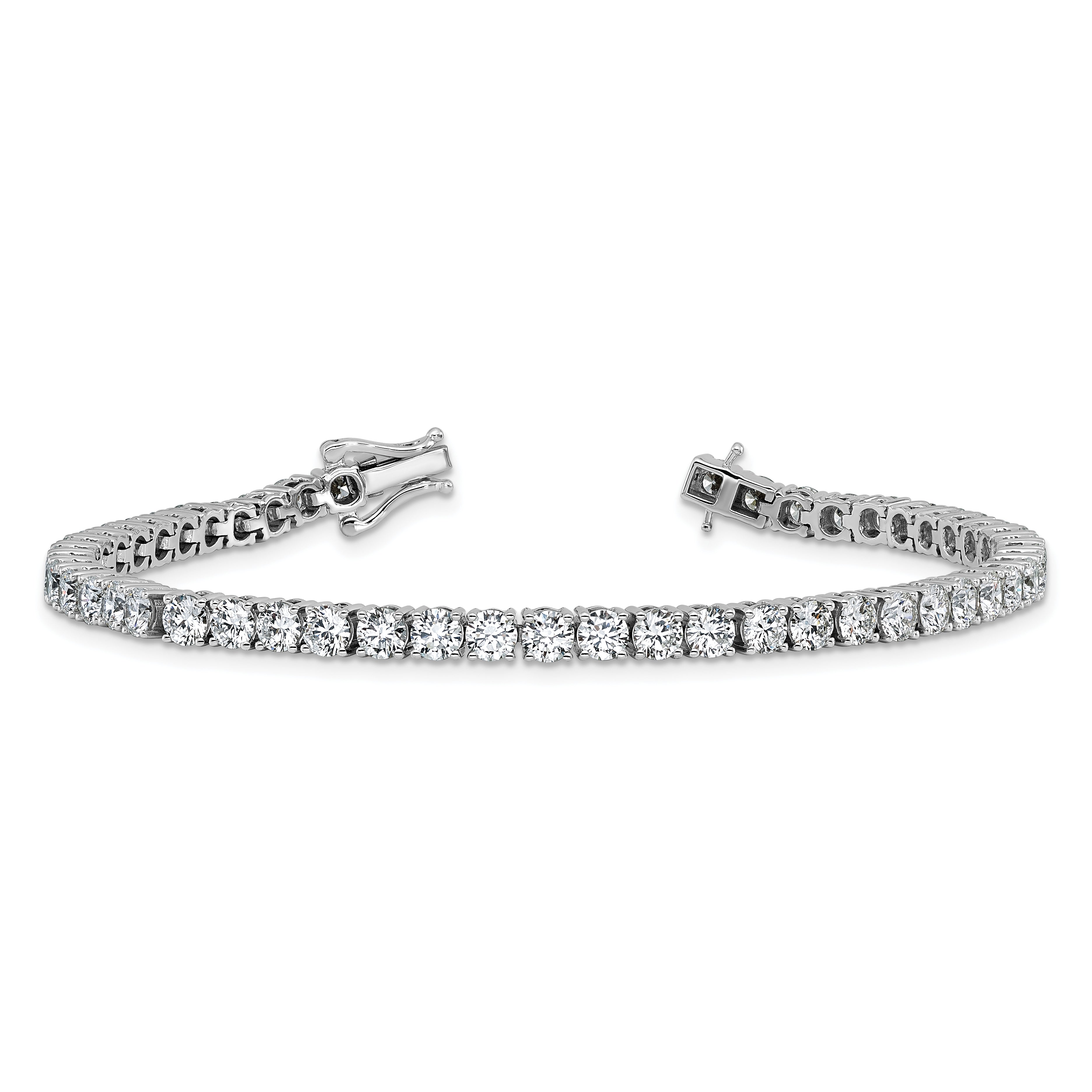 14k White Gold 7 7/8 carat Lab Grown Diamond VS/SI+ G+ Round Tennis Bracelet