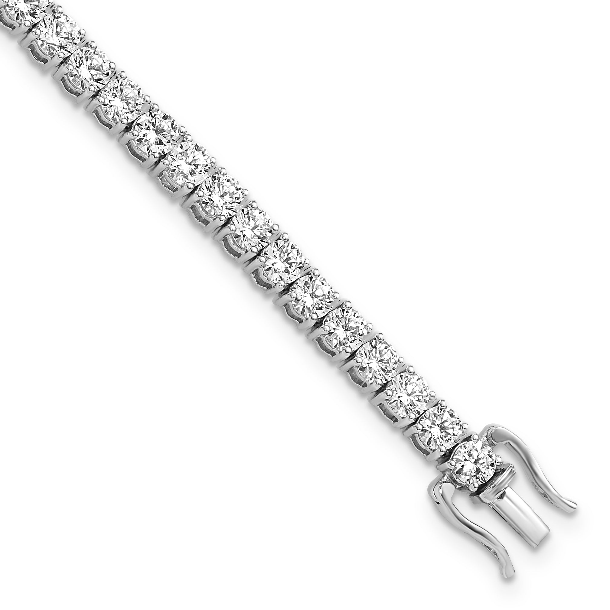 14k White Gold 7 7/8 carat Lab Grown Diamond VS/SI+ G+ Round Tennis Bracelet Main image