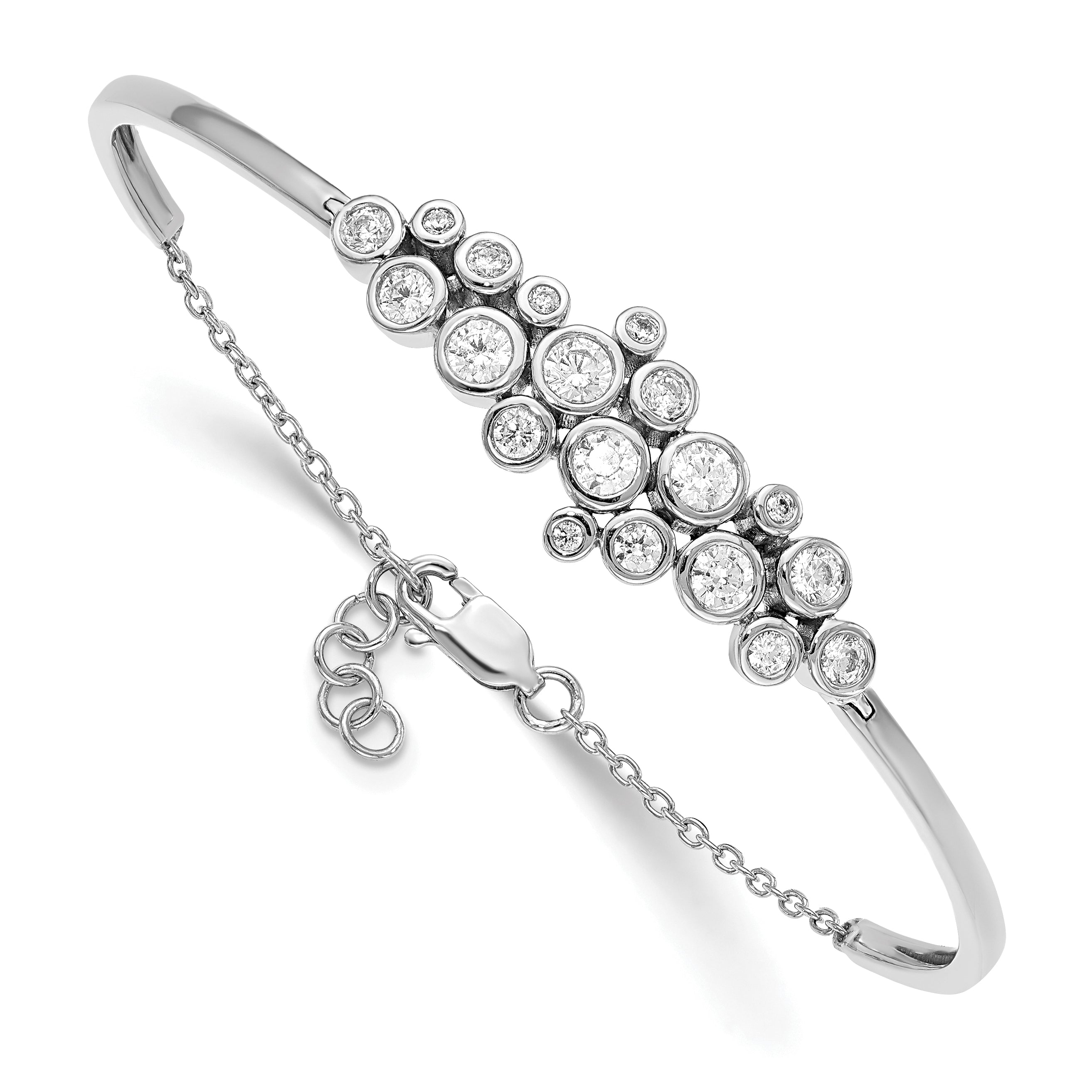 14k White Gold 1 1/2 carat Lab Grown Diamond VS/SI+ G+ Bangle with .5 inch extention Bracelet Main image