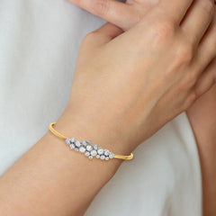 14k Two-Tone 1 1/2 carat Lab Grown Diamond VS/SI+ G+ Bangle with .5 inch extention Bracelet