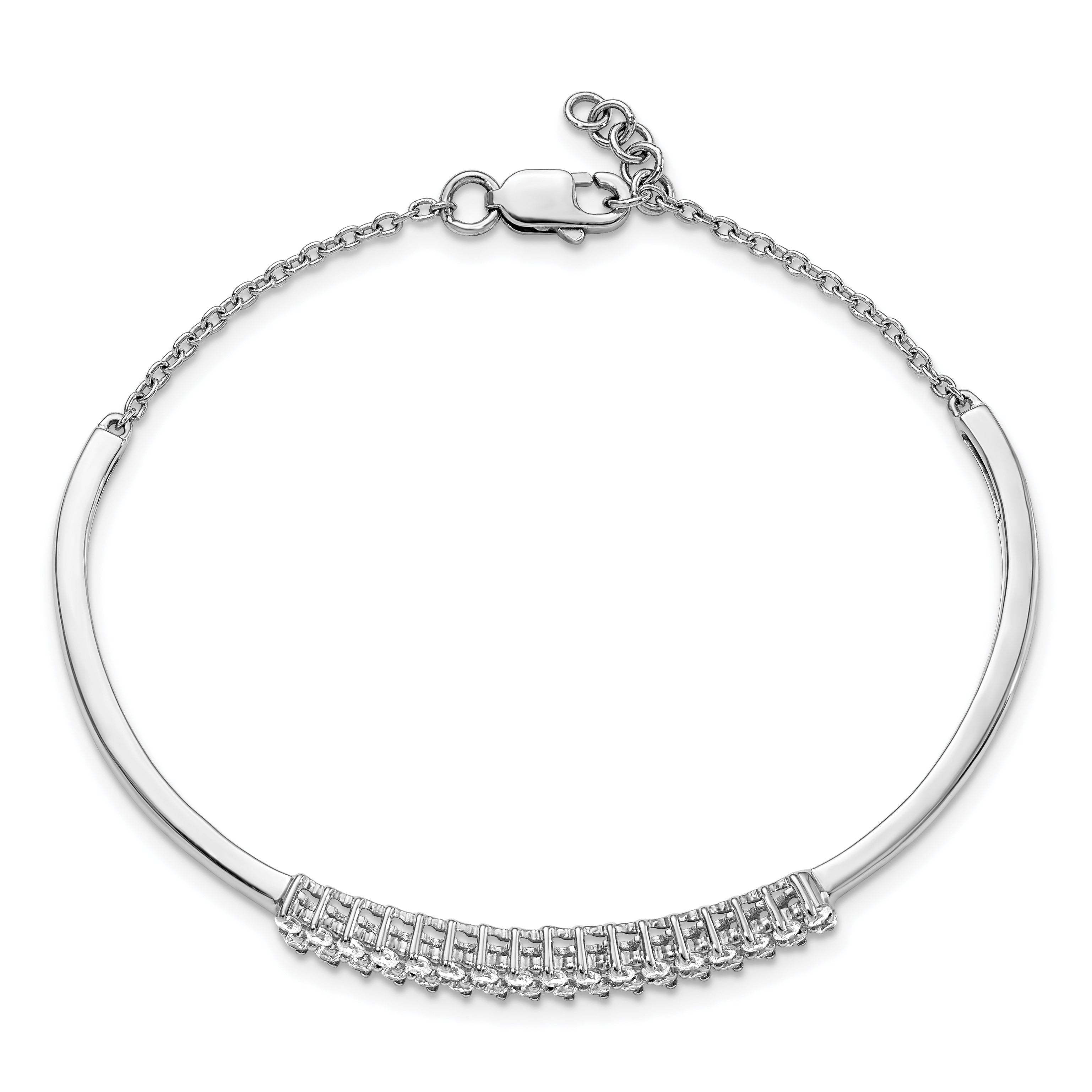 14k White Gold 1 carat Lab Grown Diamond VS/SI+ G+ with a .5 inch extention Bangle Bracelet Secondary image