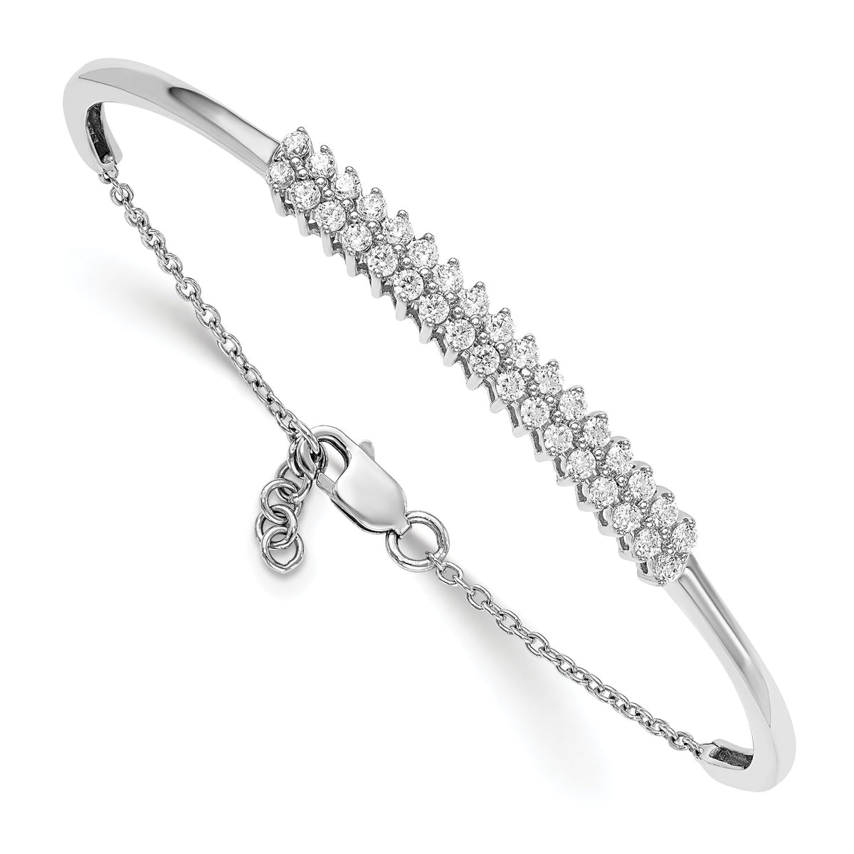 Lab-Grown Diamond Bangle Bracelet in 14K White Gold, 5mm (1 ct. tw.) - Sophia Jewelers Main image