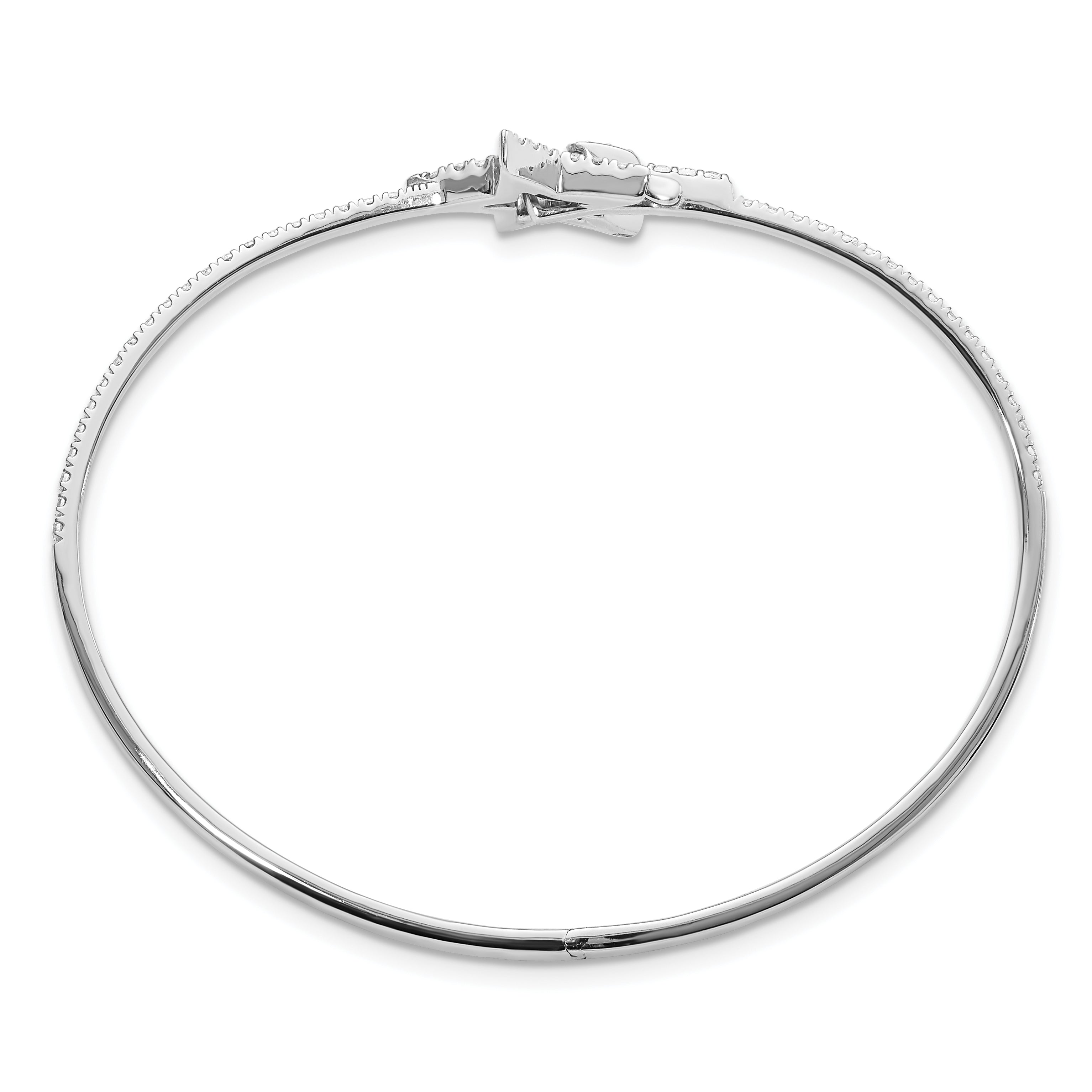 14k White Gold 7/8 carat Lab Grown Diamond VS/SI+ G+ Star Hinged Bangle Bracelet