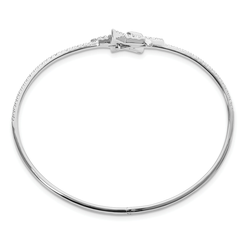 14k White Gold 7/8 carat Lab Grown Diamond VS/SI+ G+ Star Hinged Bangle Bracelet