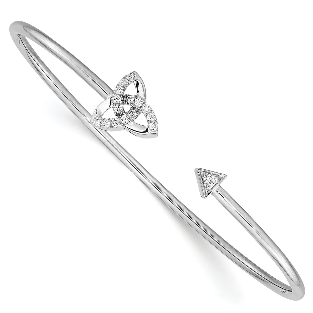 14k White Gold 1/5 carat Lab Grown Diamond VS/SI+ G+ Celtic Knot Cuff Flexible Bangle Bracelet