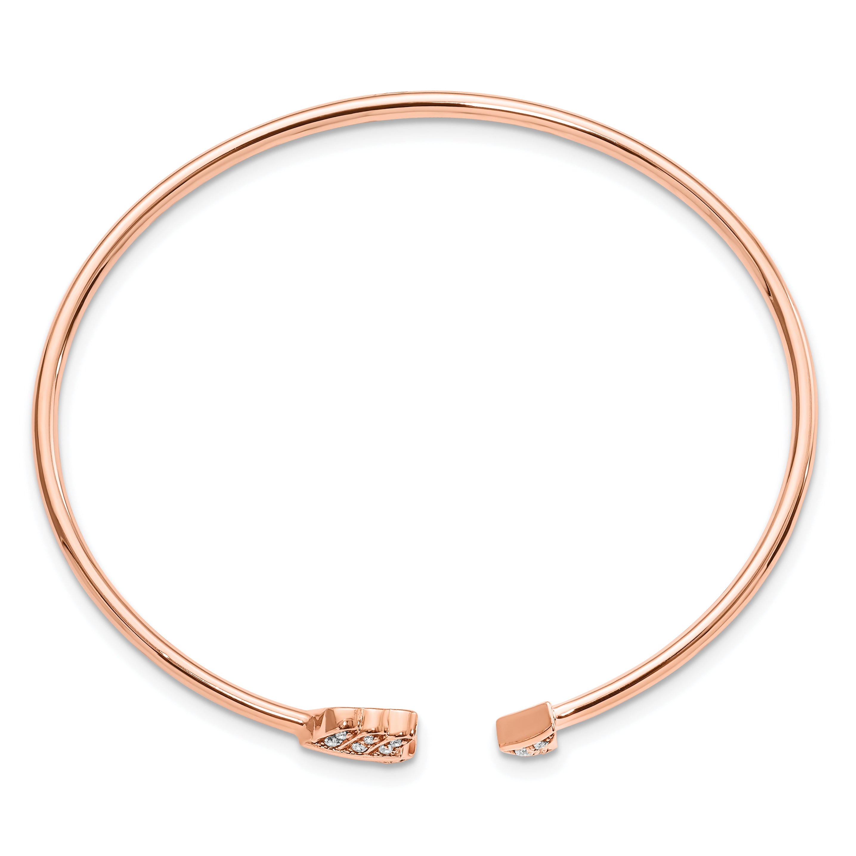 14k Rose Gold 1/10 carat Lab Grown Diamond VS/SI+ G+ Arrow Cuff Flexible Bangle Bracelet Secondary image