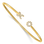 14k 1/5 carat Lab Grown Diamond VS/SI+ G+ X and O Cuff Flexible Bangle Bracelet