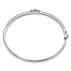 14k White Gold 7/8 carat Lab Grown Diamond VS/SI+ G+ and Lab Created Ruby Bangle Bracelet