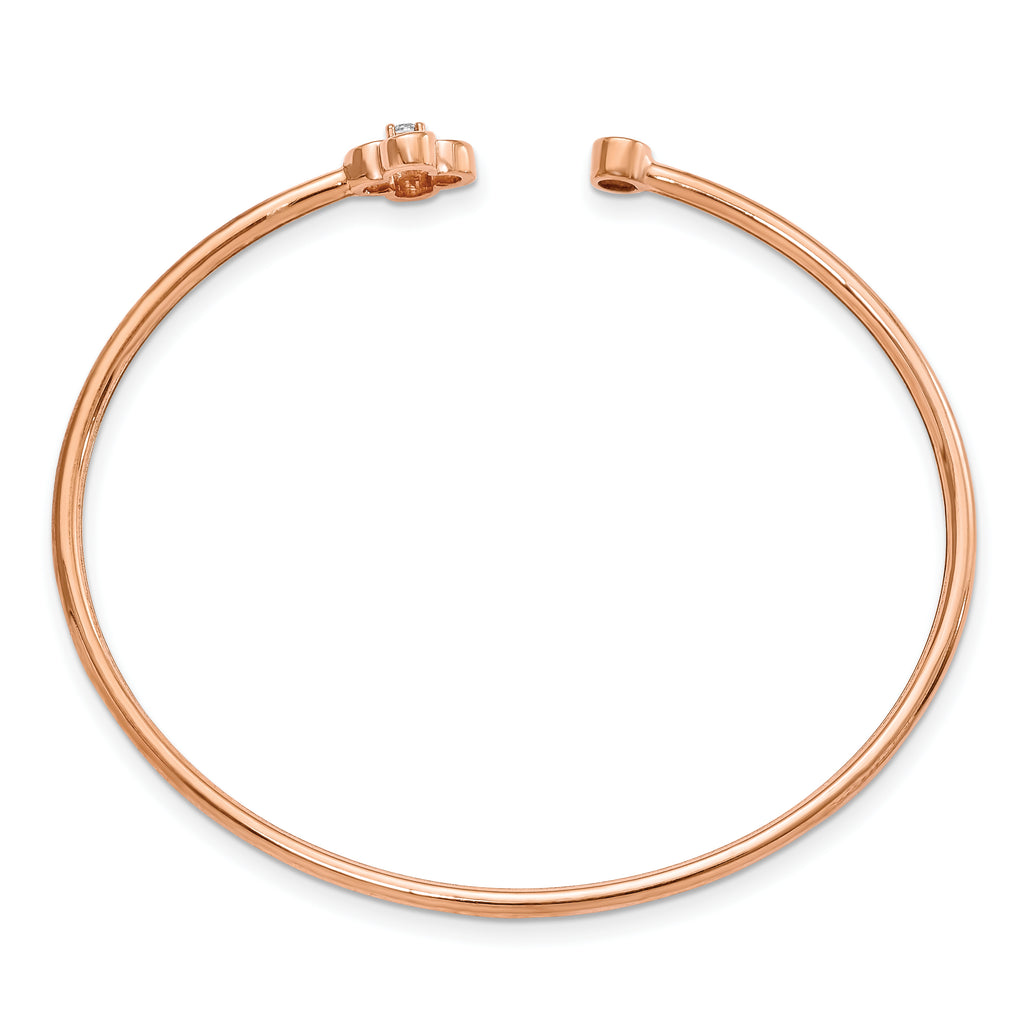 14k Rose Gold 1/6 carat Lab Grown Diamond VS/SI+ G+ Floral Flexible Bangle Bracelet