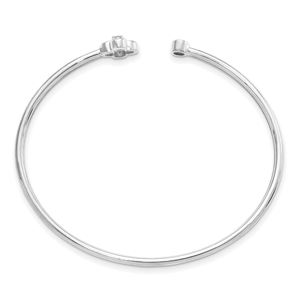 14k White Gold 1/6 carat Lab Grown Diamond VS/SI+ G+ Floral Flexible Bangle Bracelet