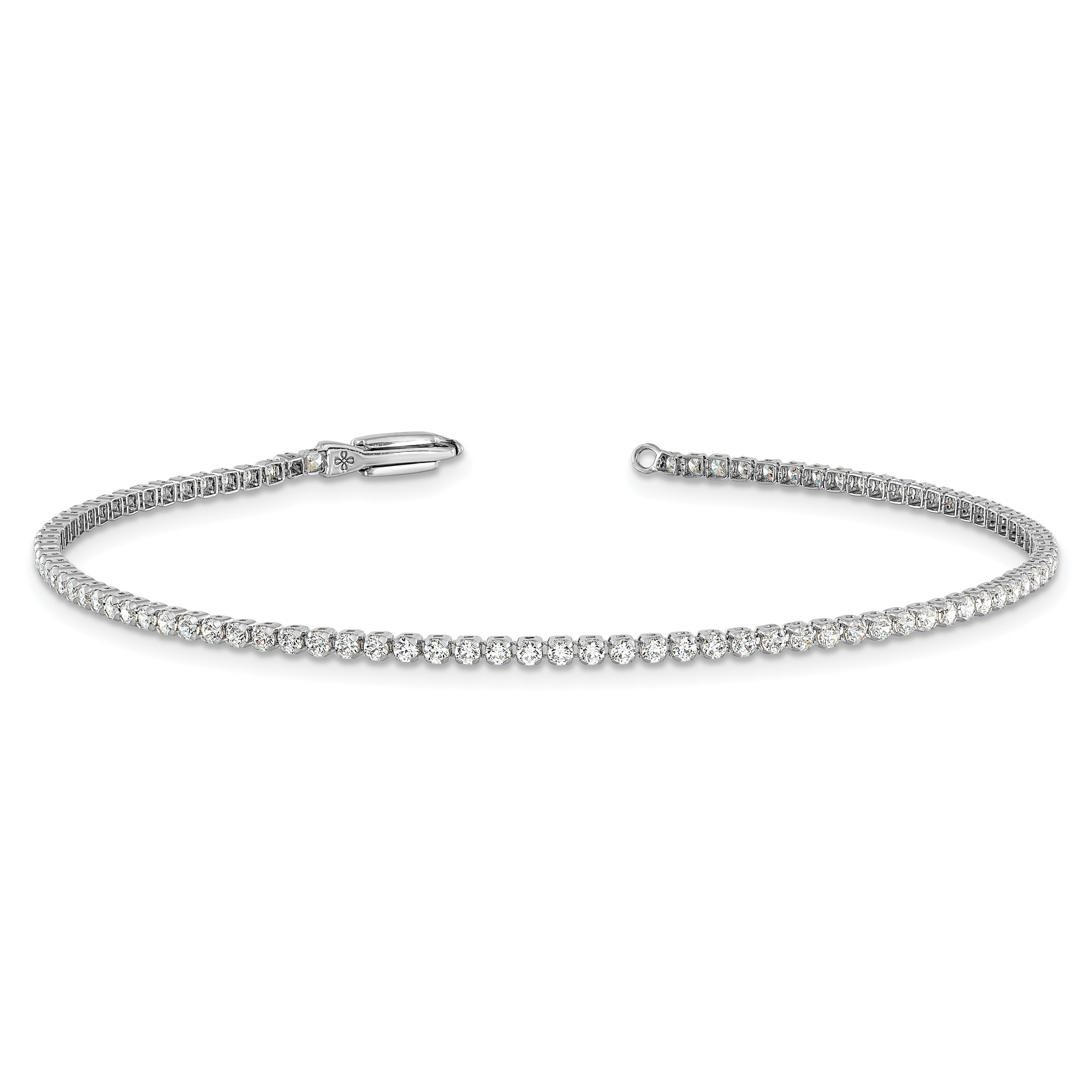 14k White Gold 1 1/3 carat Lab Grown Diamond VS/SI+ G+ Round Tennis Bracelet