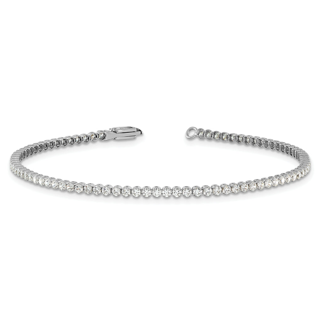 14k White Gold 2 1/8 carat Lab Grown Diamond VS/SI+ G+ Round Tennis Bracelet
