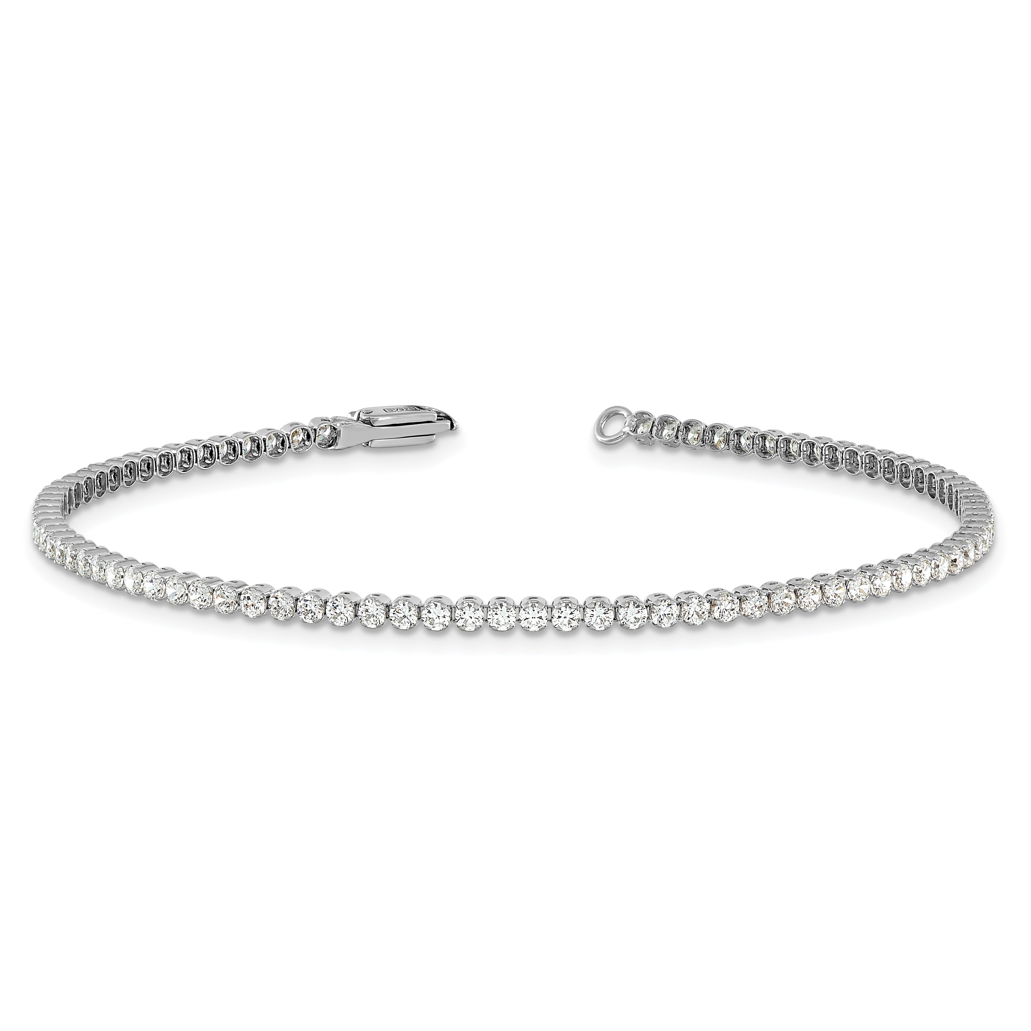 14k White Gold 2 1/8 carat Lab Grown Diamond VS/SI+ G+ Round Tennis Bracelet