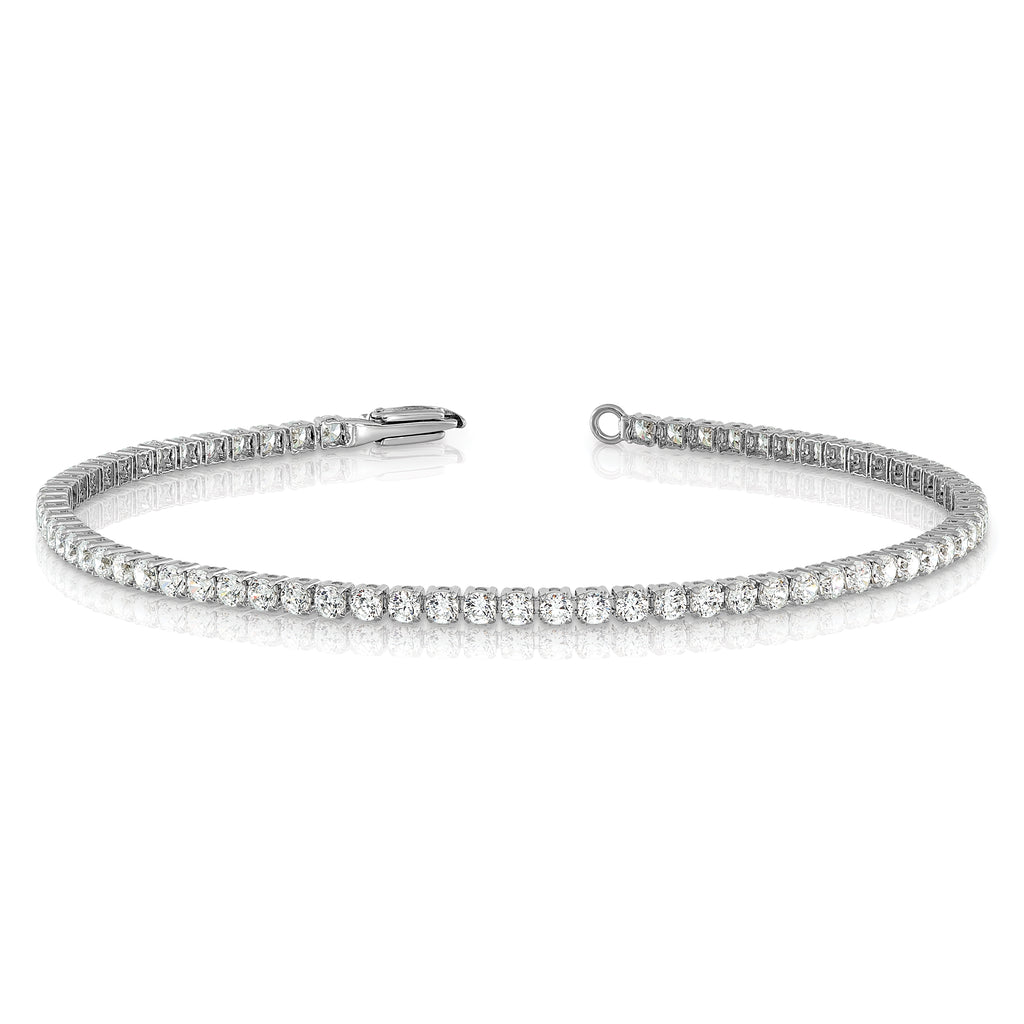 14k White Gold 3 1/5 carat Lab Grown Diamond VS/SI+ G+ Complete Round Tennis Bracelet - Sophia Jewelers