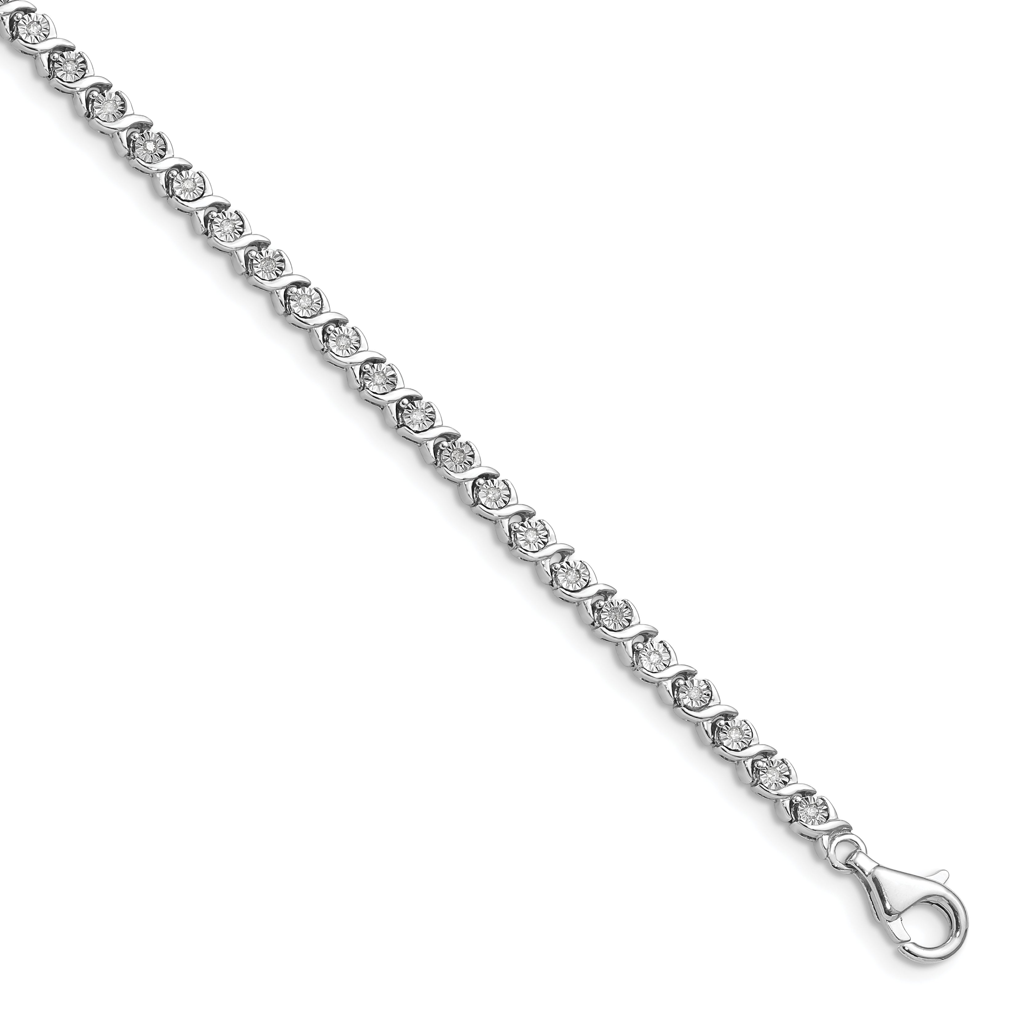 14k White Gold 1/4 carat Lab Grown Diamond VS/SI+ G+ 7 inch Fancy Tennis Bracelet Main image