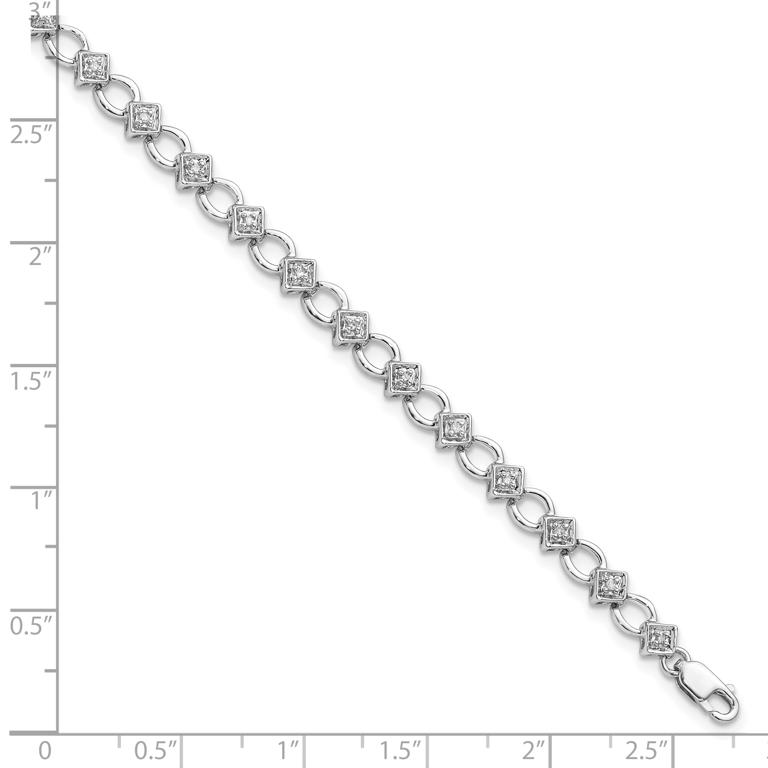 14k White Gold 1/6 carat Lab Grown Diamond VS/SI+ G+ 7 inch Bracelet
